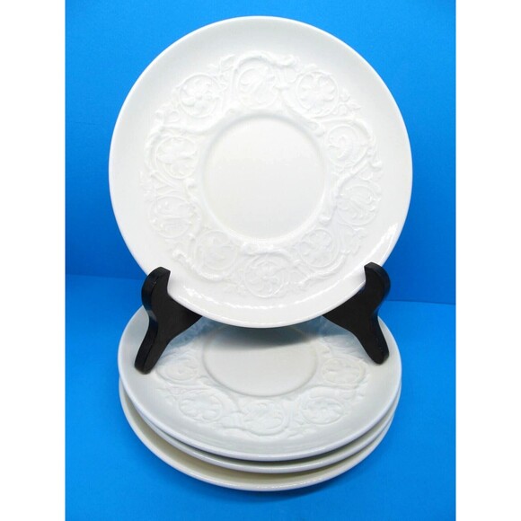 Wedgwood Etruria And Barlaston Patrician Set Of 4 Embossed Saucers Only GC - Picture 1 of 6